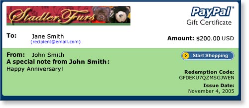 Stadler Furs Gift Certificate